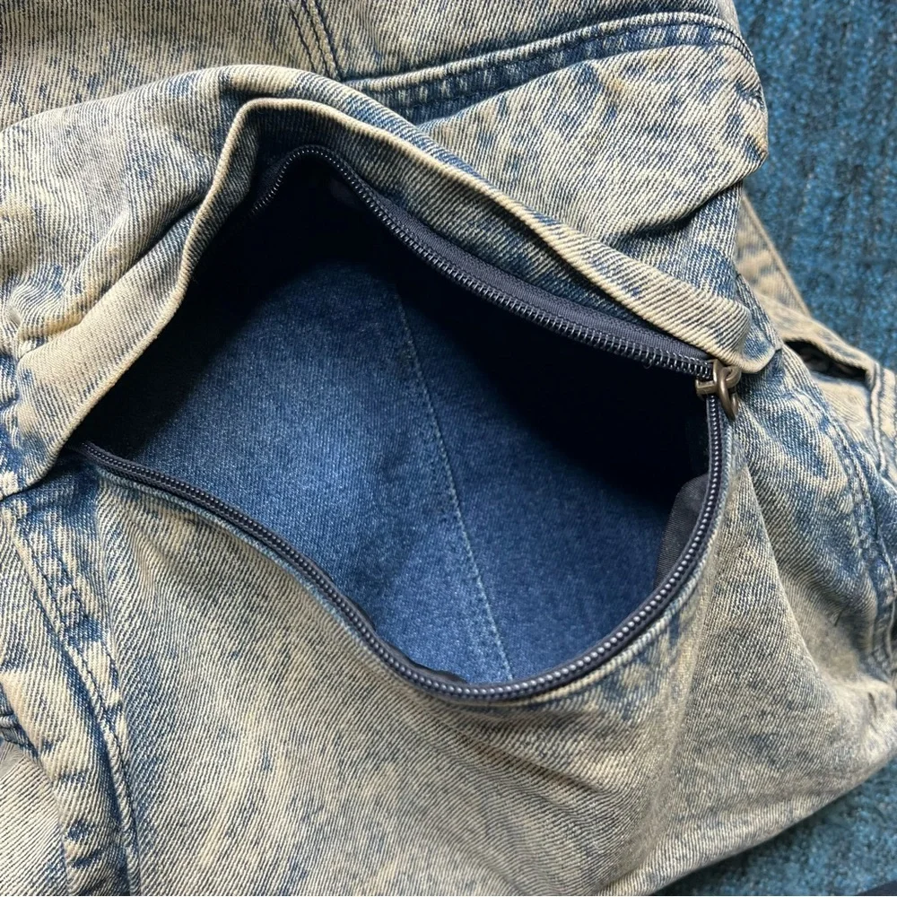 UO Deena & Ozzy Acid Washed Denim Distressed Backpack Retro 90s Style Vintage